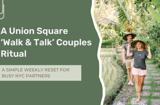 Couples therapy in Union Square NYC with partners walking outdoors and engaging in meaningful conversation.