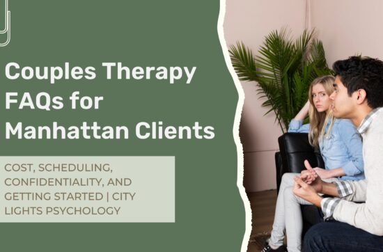 Couple discussing common couples therapy questions during a counseling session in Manhattan, NYC
