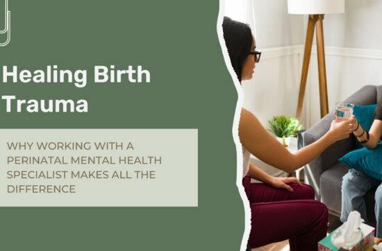 Therapist providing emotional support during a birth trauma therapy session with a client, highlighting perinatal mental health care in NYC.