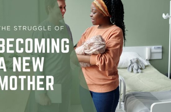 New mother holding her baby while adjusting to the emotional and psychological challenges of motherhood
