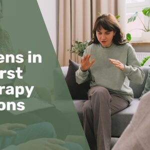 Client speaking with a therapist during an initial therapy session in NYC, representing what to expect in the first three therapy sessions.
