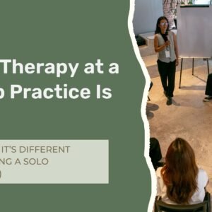 Therapist meeting with a client in a professional NYC therapy office discussing the differences between group practice and solo therapy