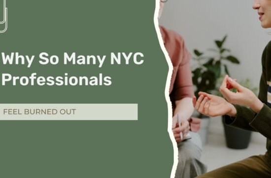 Professional experiencing burnout and workplace stress in New York City, representing mental health challenges faced by NYC professionals